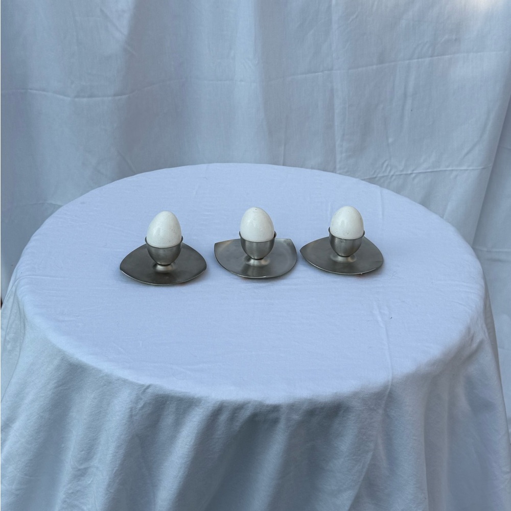 Silver Vintage Egg Holders Set of 3